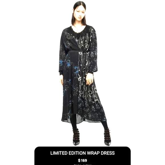 NWT ZARA Limited Edition Wrap Dress Lace collar Mixed florals Whimsigoth SZ M - Picture 13 of 13